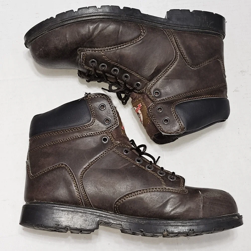 Brahma‎ Brown Leather Work Boots Hiking Waterproof Lace Up MNBR0340100 Mens 10.5